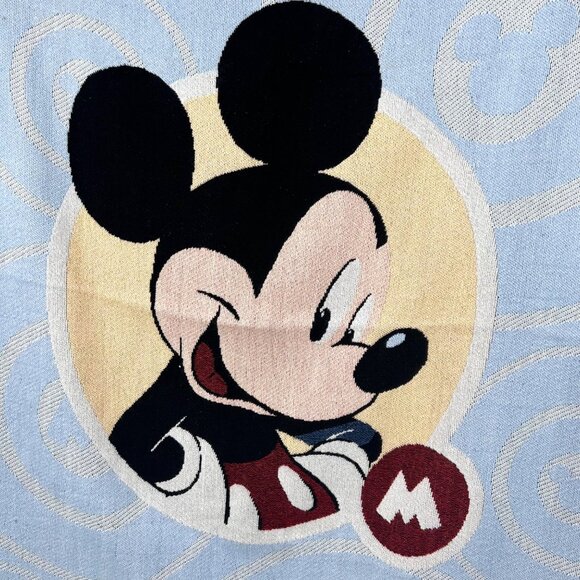 DISNEY MICKEY MOUSE WOVEN THROW BLANKET TAPESTRY W/ FRINGE EDGES APPROX. 60X49.5 - Picture 2 of 4